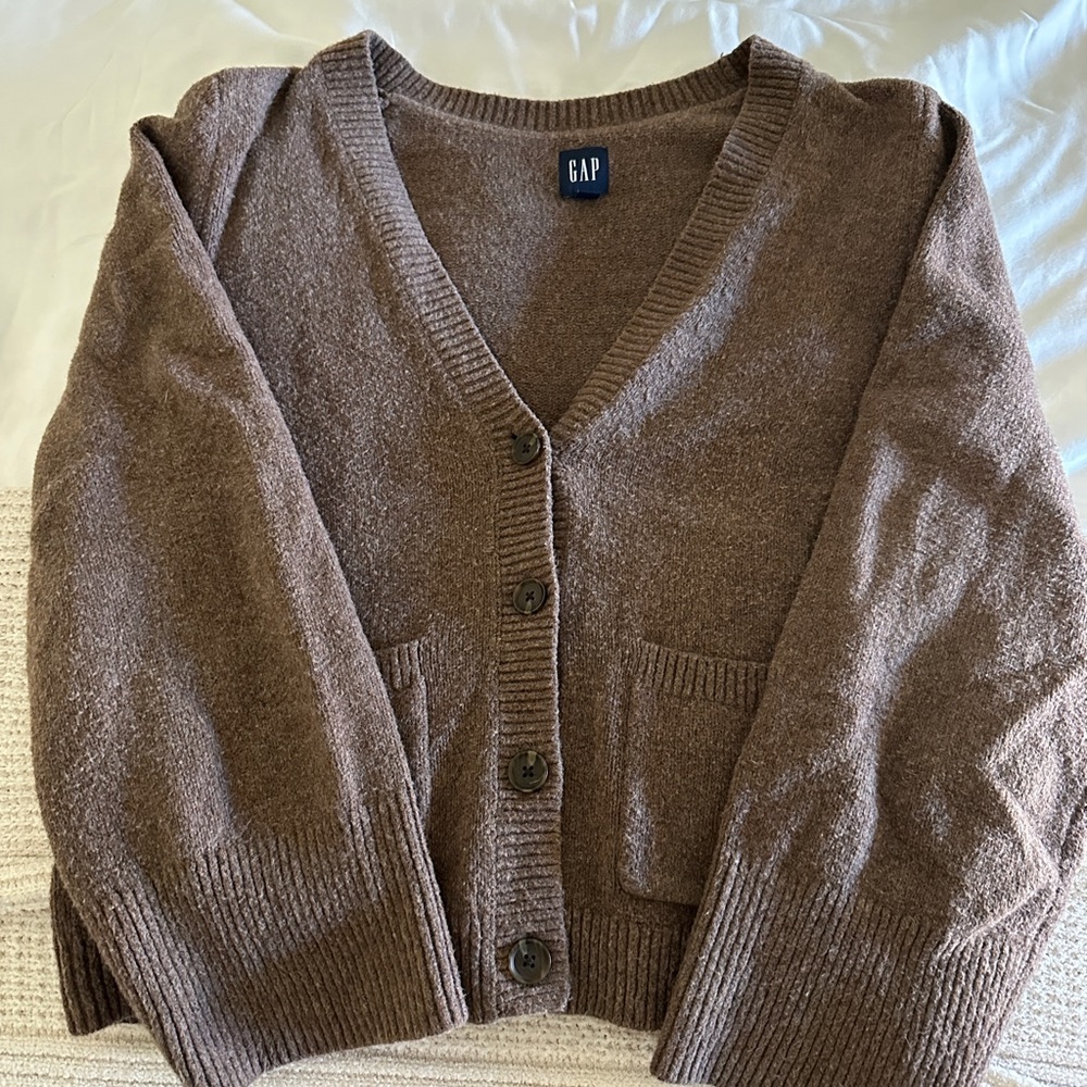 GAP Chocolate Brown V-Neck Button Front Cardigan
